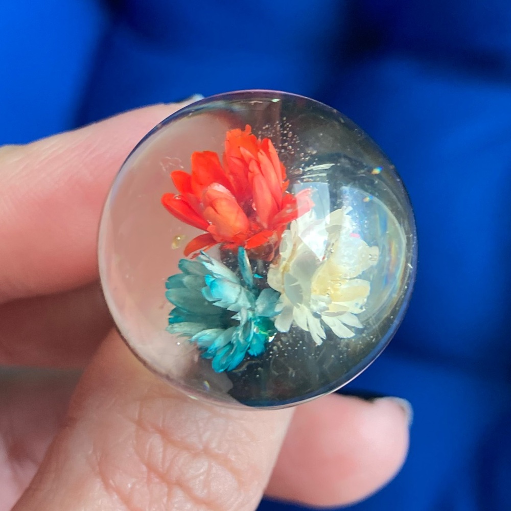 Vintage 90s Lucite Flowers Statement Ring sz 9